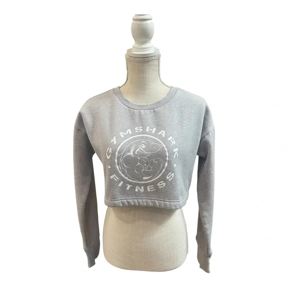 Gymshark Legacy Cropped Sweater Light Gray Gym Athletic Women’s size Small